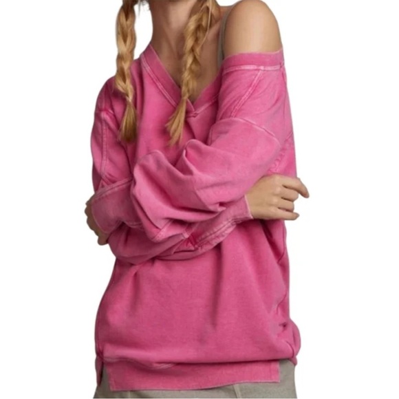 Anthropologie Daily Practice Long Sleeve Batwing Sweatshirt Dress Pink Medium - Picture 2 of 10